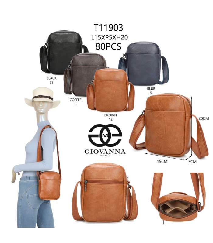 T11903-Bolso Bandolera con múltiple bolsillos