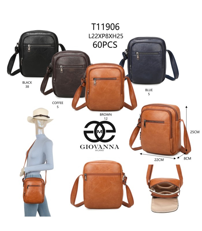 T11906- Bolso bandolera con múltiples bolsillos