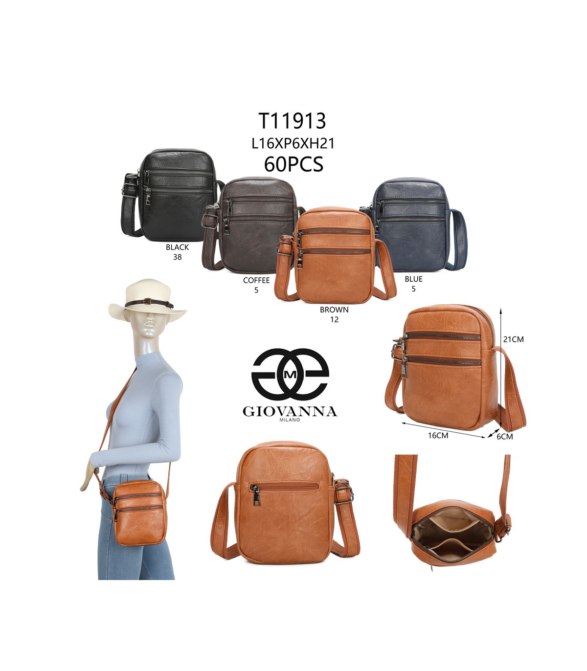 T11913-Bolso multifuncional con múltiples bolsillos