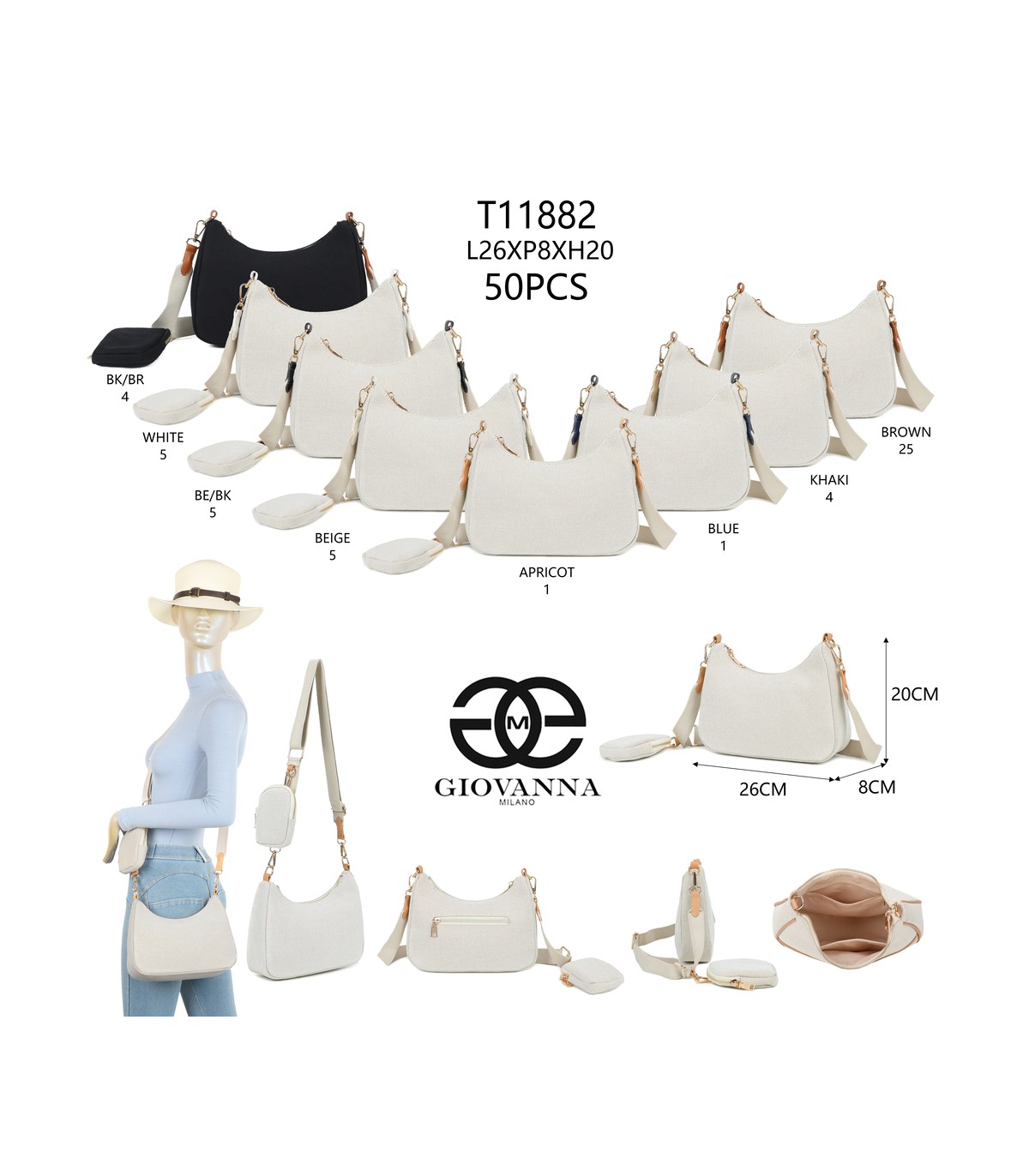 T11882-Bolso bandolera casual para dama