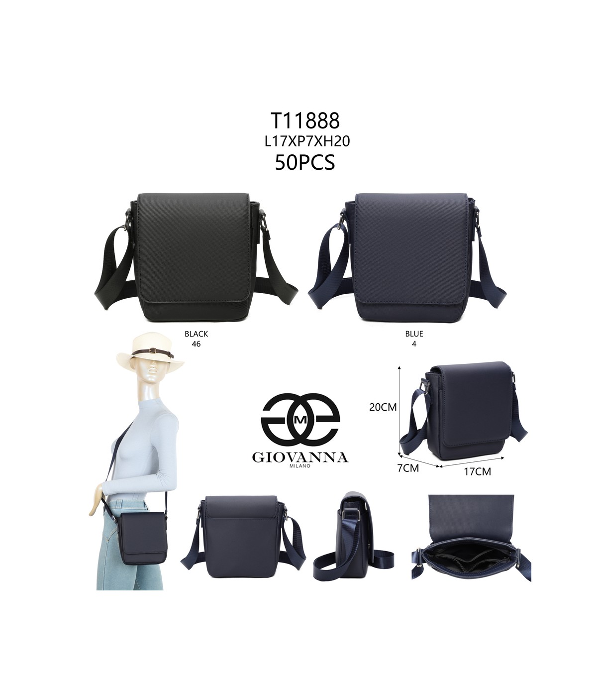 T11888-Bolso de hombro de nailon con gran capacidad y multifunción de moda.