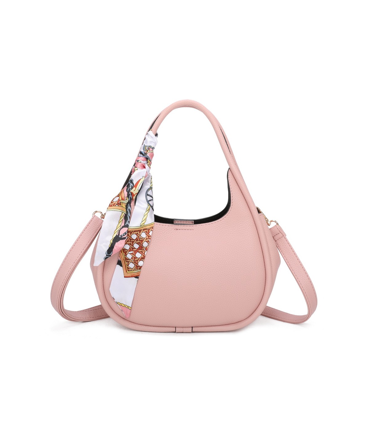 T11579 - Bolso bandolera estilo hobo con pañuelo a juego