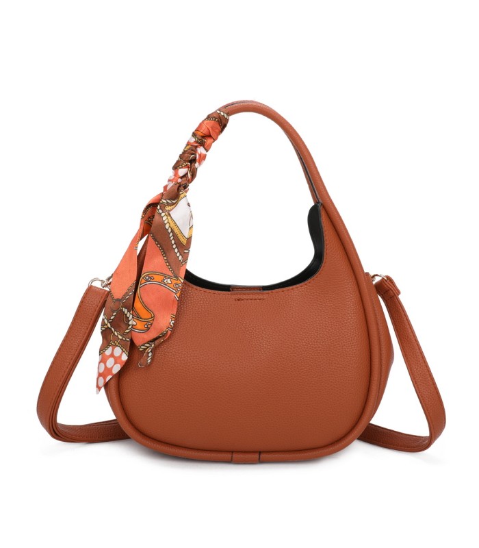 T11579 - Bolso bandolera estilo hobo con pañuelo a juego