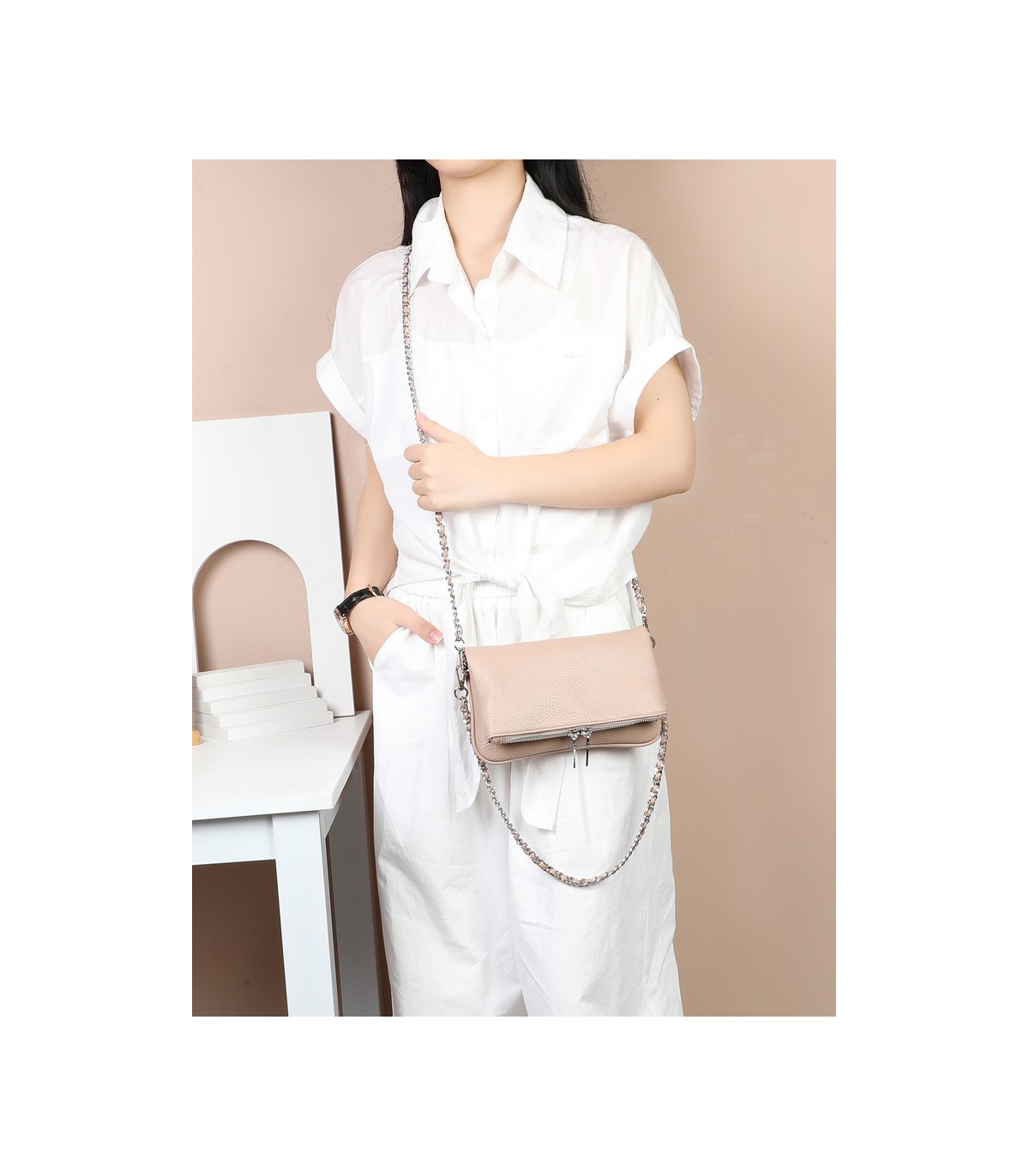 T11914-Bolso Bandolera con cierre y Boton