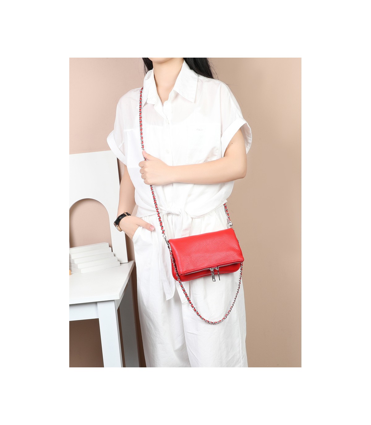 T11914-Bolso Bandolera con cierre y Boton