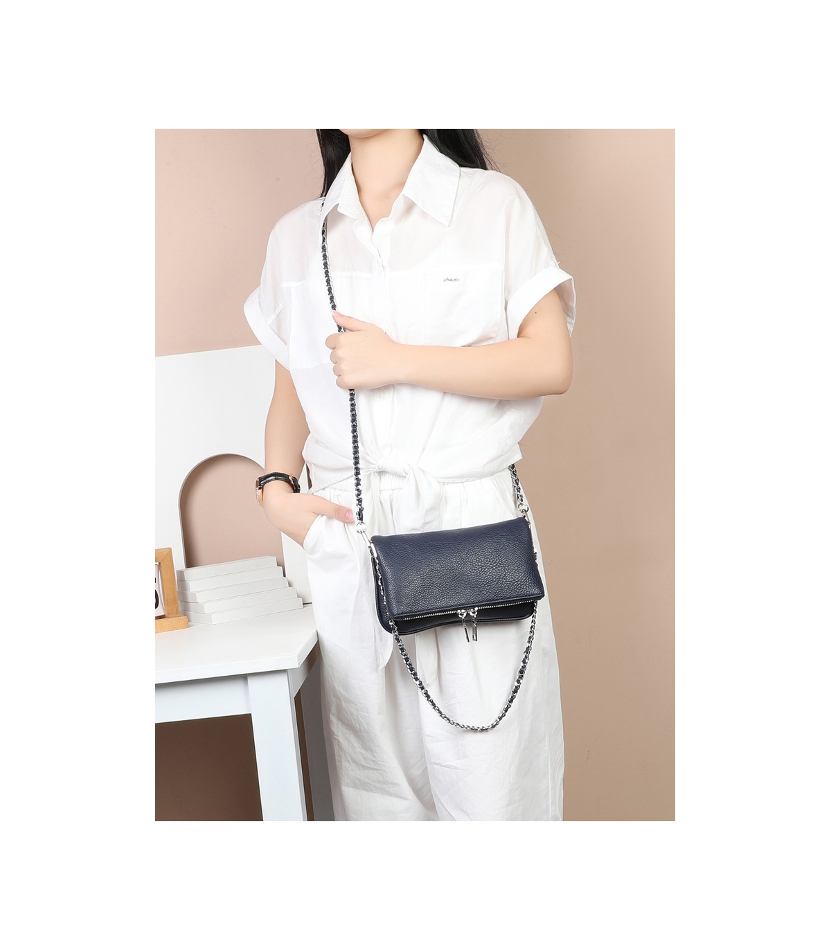 T11914-Bolso Bandolera con cierre y Boton