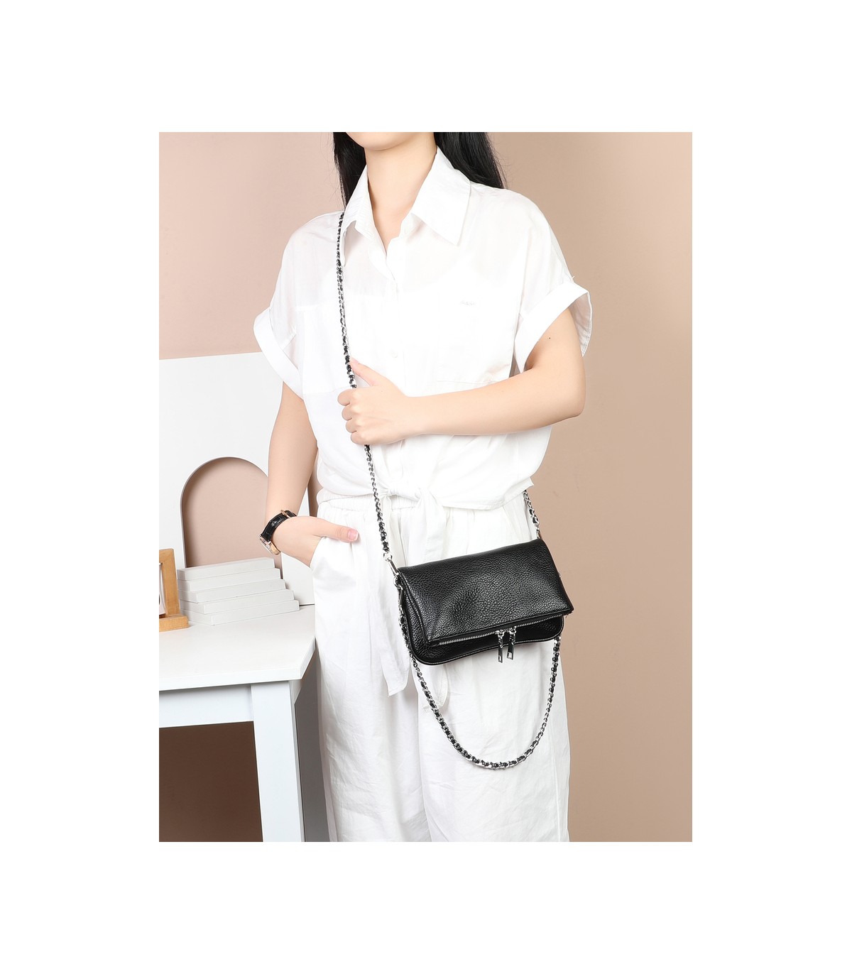 T11914-Bolso Bandolera con cierre y Boton