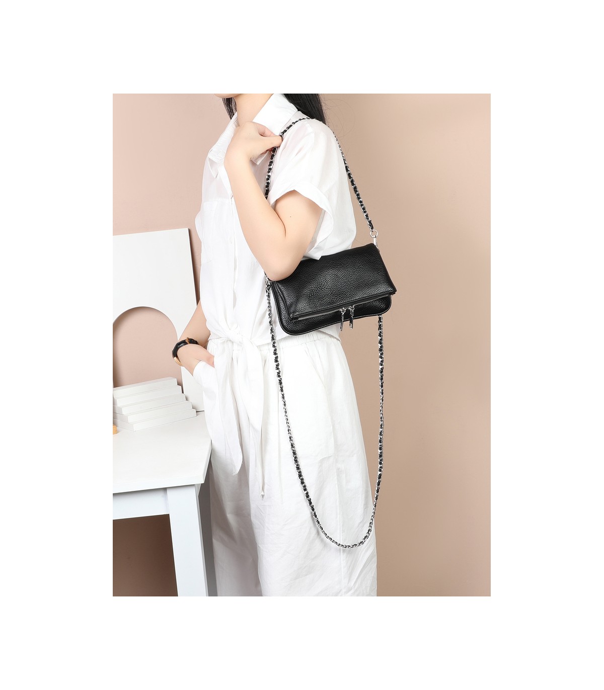 T11914-Bolso Bandolera con cierre y Boton