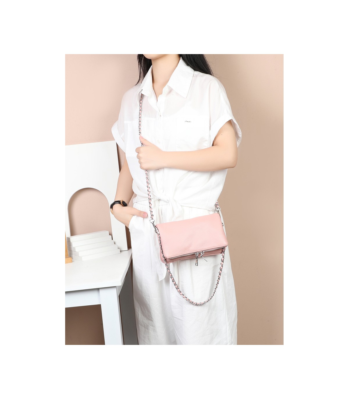 T11914-Bolso Bandolera con cierre y Boton