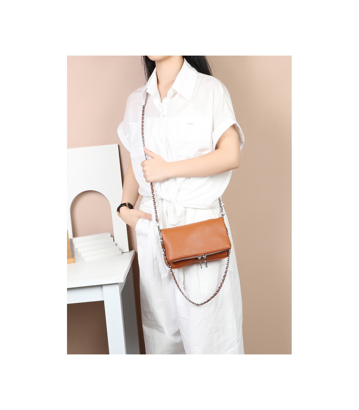 T11914-Bolso Bandolera con cierre y Boton