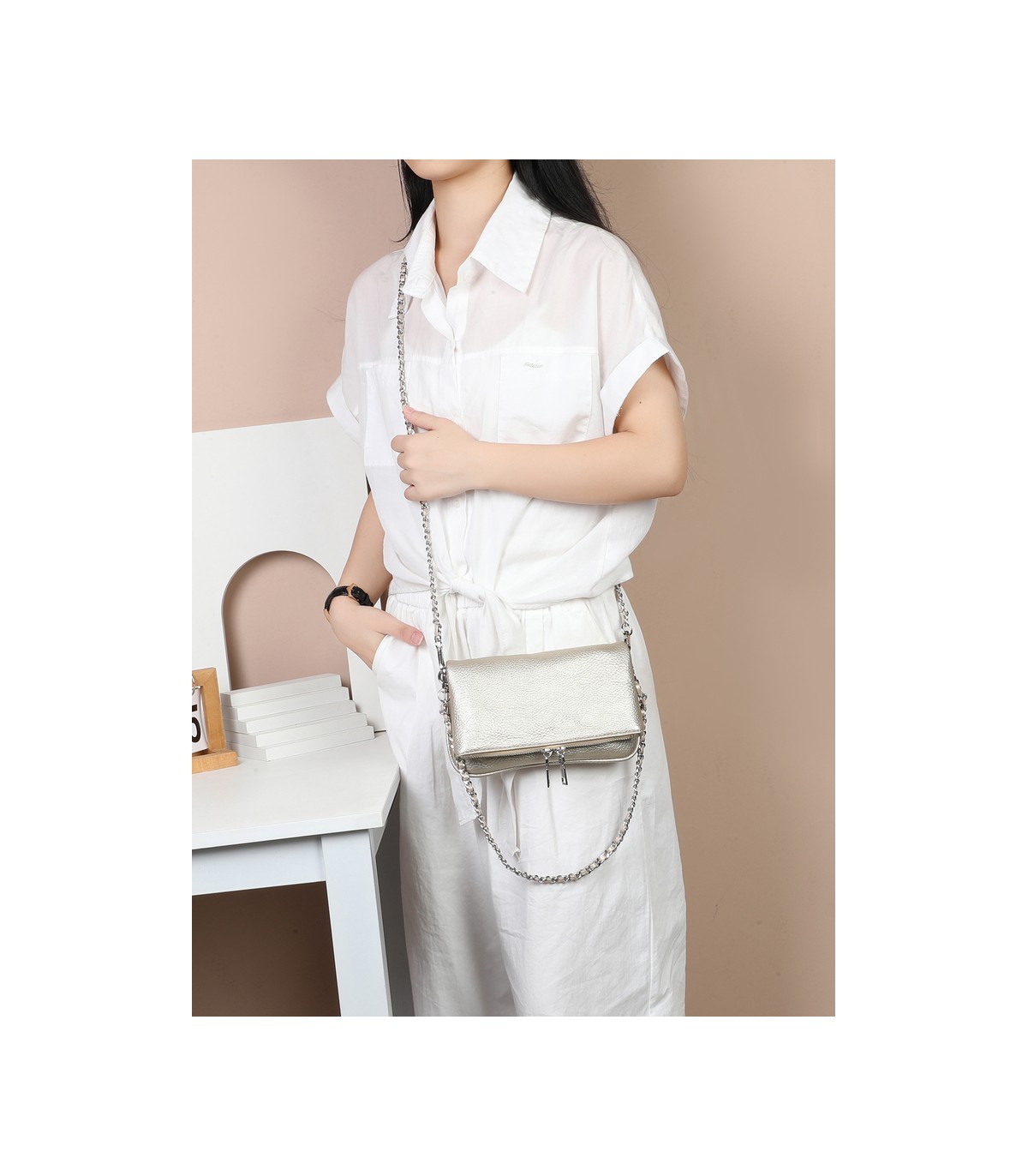 T11914-Bolso Bandolera con cierre y Boton