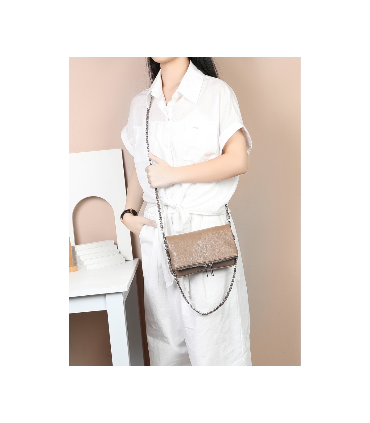 T11914-Bolso Bandolera con cierre y Boton