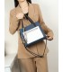 T11575 - Bolso con bandolera de estilo bicolor con un bolsillo de cremallera frontal