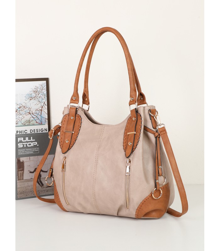 2863 - Bolso bandolera con asa para el hombro y cremalleras de adorno frontales