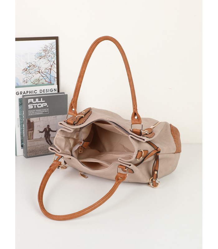2863 - Bolso bandolera con asa para el hombro y cremalleras de adorno frontales