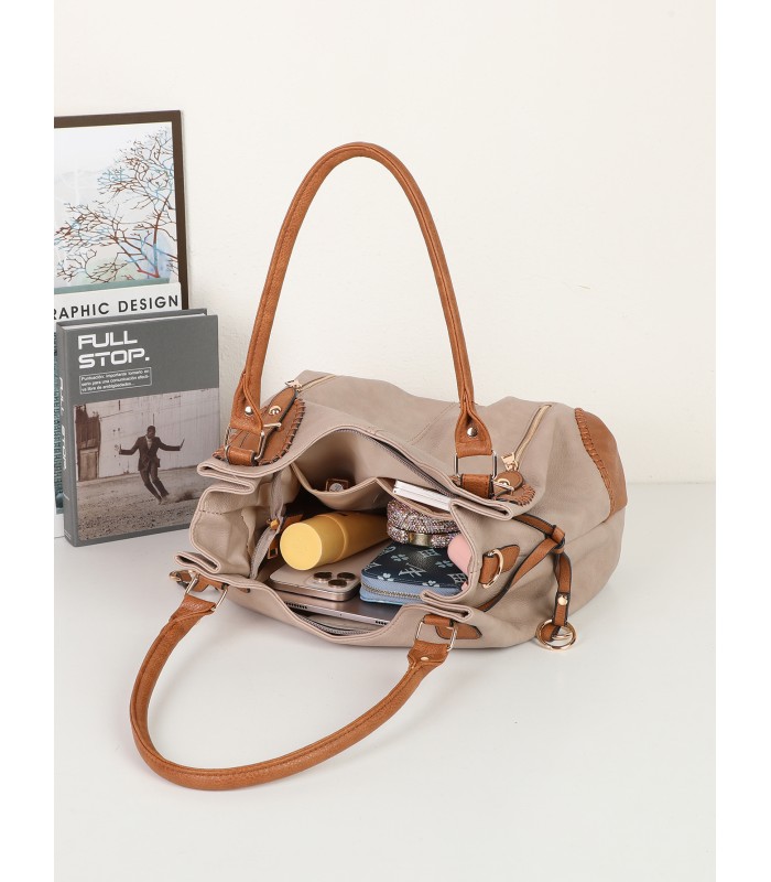 2863 - Bolso bandolera con asa para el hombro y cremalleras de adorno frontales