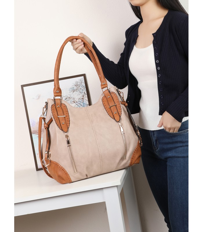 2863 - Bolso bandolera con asa para el hombro y cremalleras de adorno frontales
