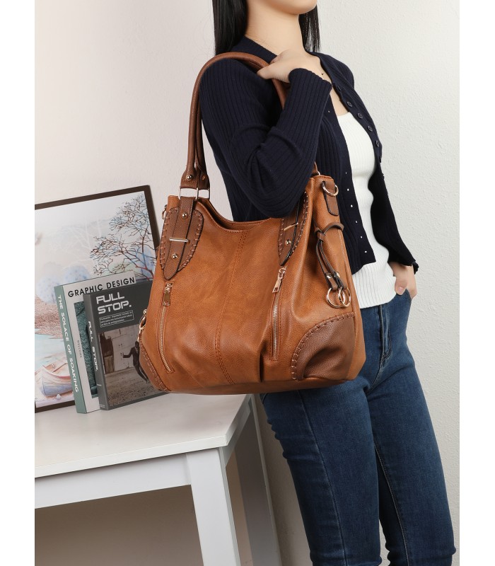 2863 - Bolso bandolera con asa para el hombro y cremalleras de adorno frontales