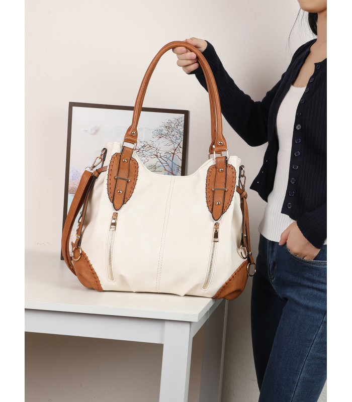 2863 - Bolso bandolera con asa para el hombro y cremalleras de adorno frontales