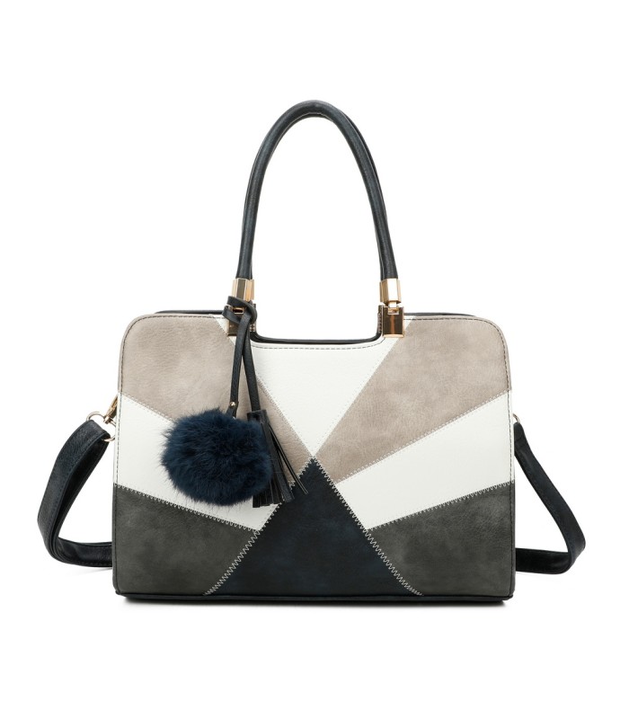 T10163 - Bolso de hombro con pompón y estilo triangular