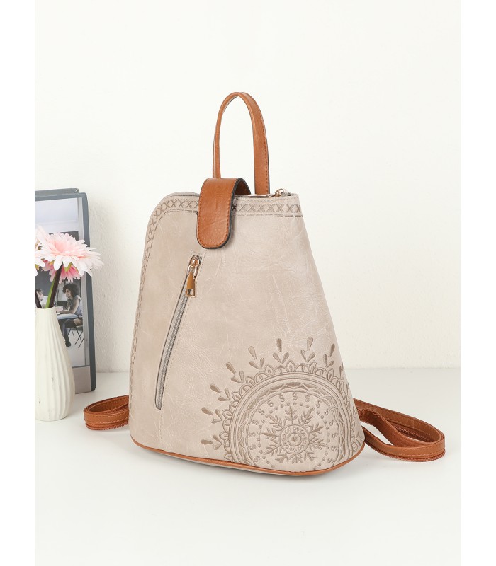 T11150 - Mochila con mandala y cuerpo cónico con bolsillo frontal