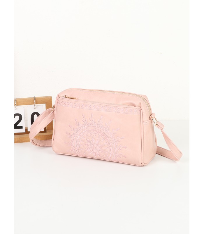 T11192 - Bolso bandolera de estilo rectangular y mandala bordado