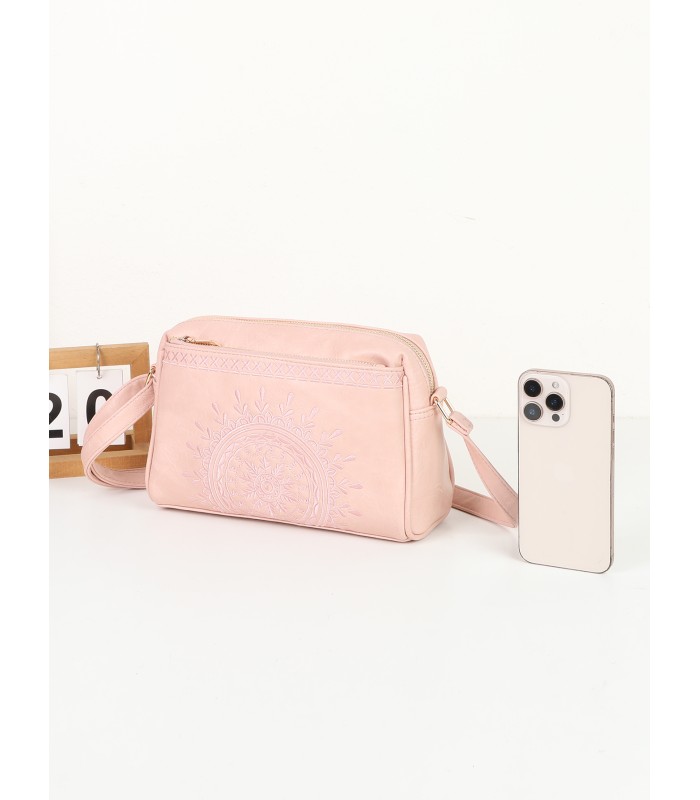 T11192 - Bolso bandolera de estilo rectangular y mandala bordado