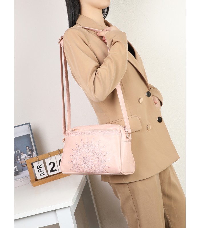 T11192 - Bolso bandolera de estilo rectangular y mandala bordado