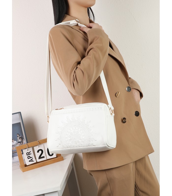 T11192 - Bolso bandolera de estilo rectangular y mandala bordado
