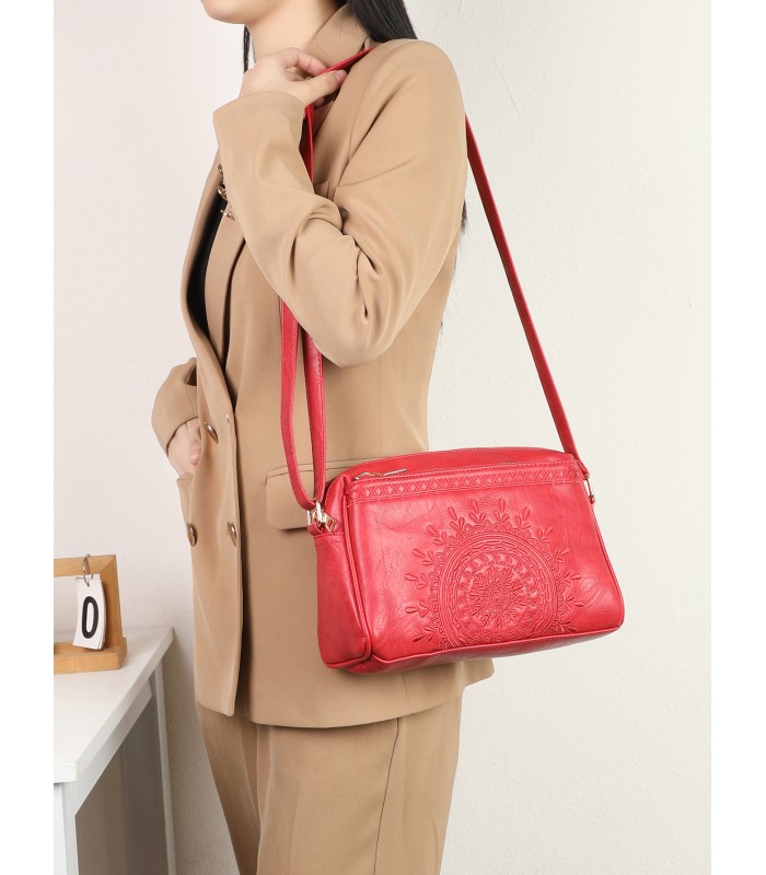 T11192 - Bolso bandolera de estilo rectangular y mandala bordado
