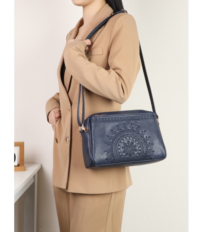 T11192 - Bolso bandolera de estilo rectangular y mandala bordado