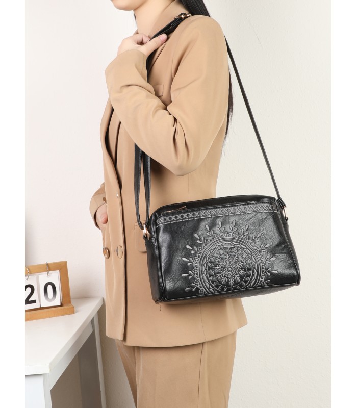 T11192 - Bolso bandolera de estilo rectangular y mandala bordado