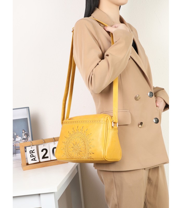 T11192 - Bolso bandolera de estilo rectangular y mandala bordado