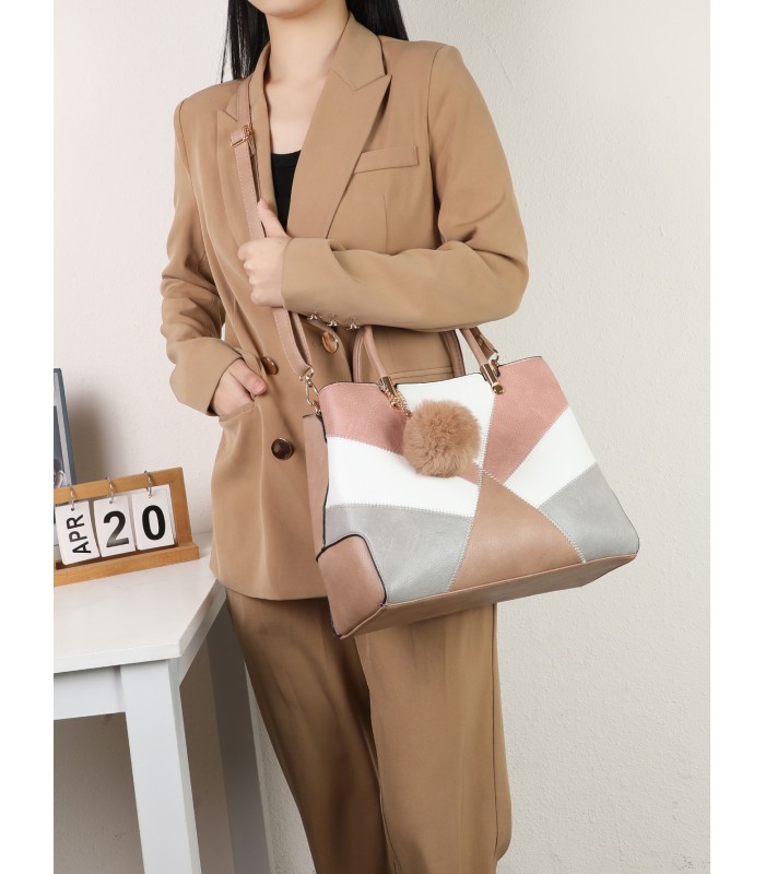 T11612 - Bolso bandolera con pompón a juego grande