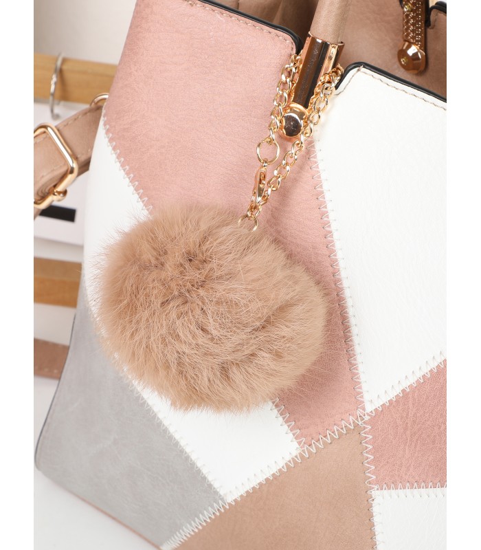 T11612 - Bolso bandolera con pompón a juego grande