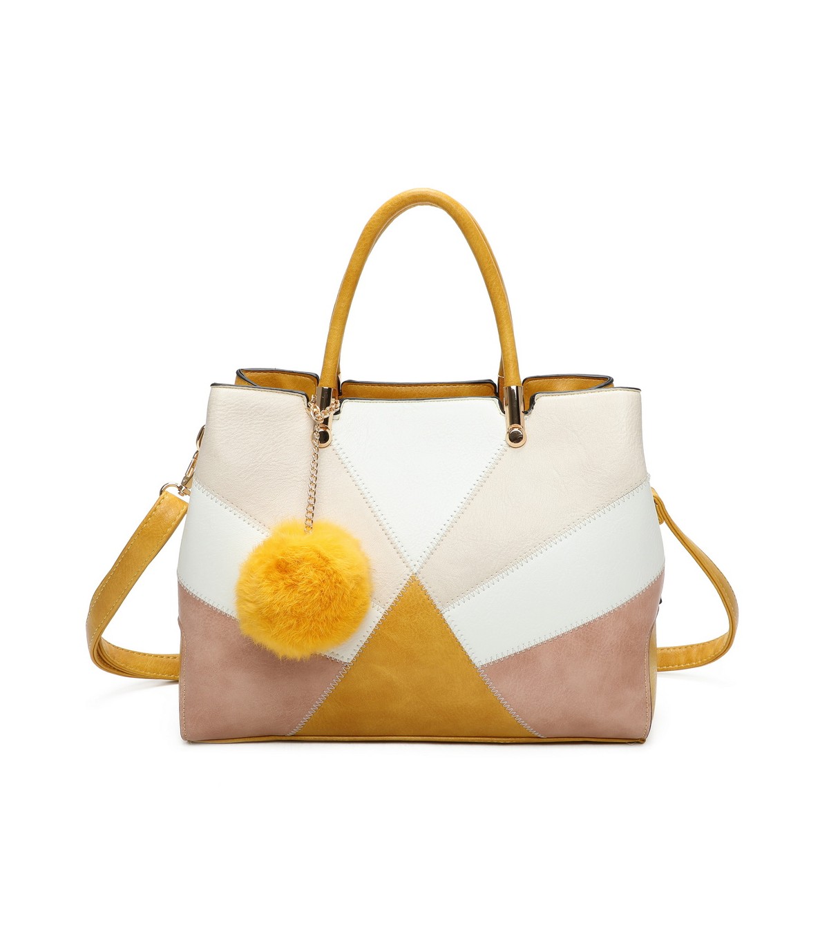 T11612 - Bolso bandolera con pompón a juego grande