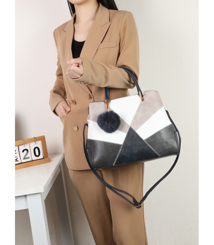 T11612 - Bolso bandolera con pompón a juego grande