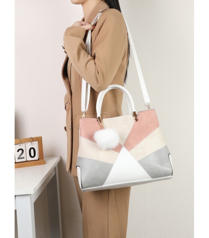 T11612 - Bolso bandolera con pompón a juego grande