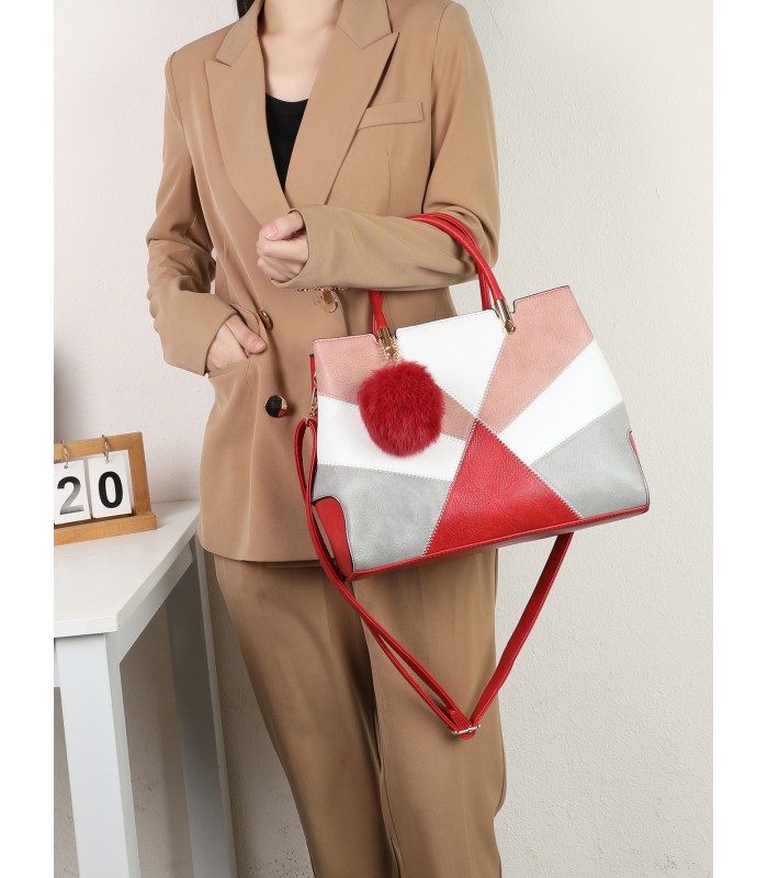 T11612 - Bolso bandolera con pompón a juego grande