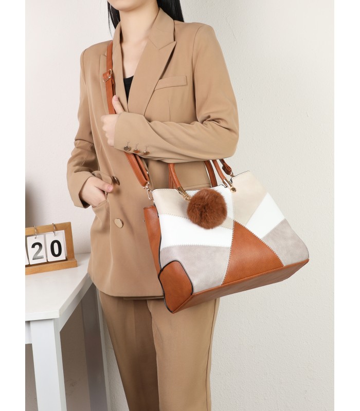 T11612 - Bolso bandolera con pompón a juego grande