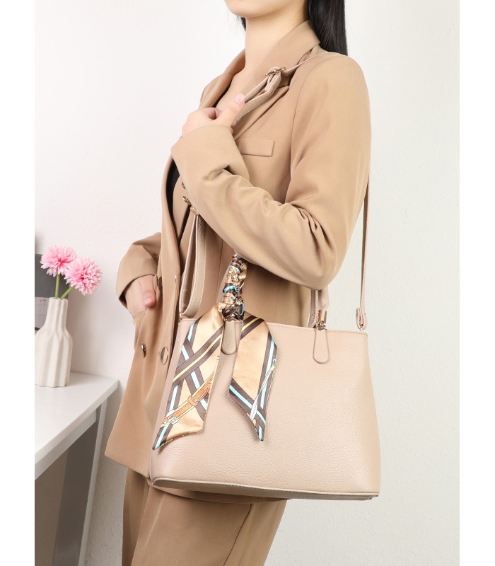 T11640 - Bolso bandolera con pañuelo y asas cortas
