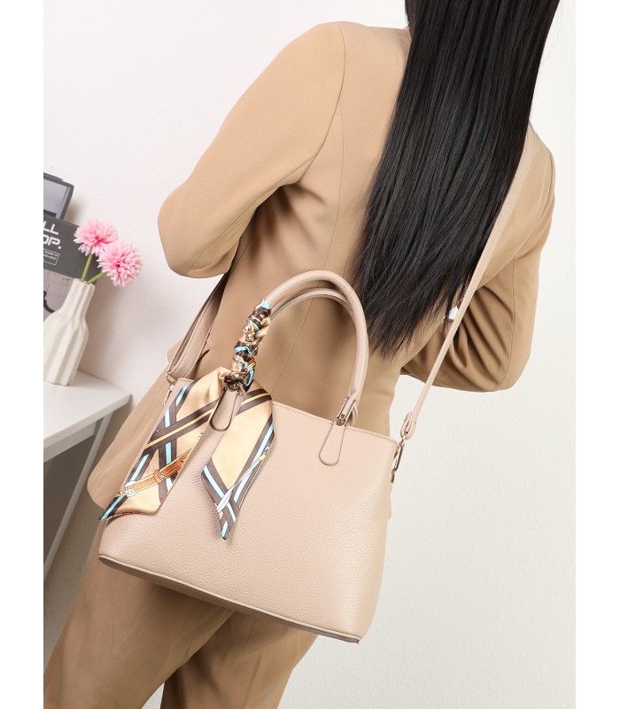 T11640 - Bolso bandolera con pañuelo y asas cortas