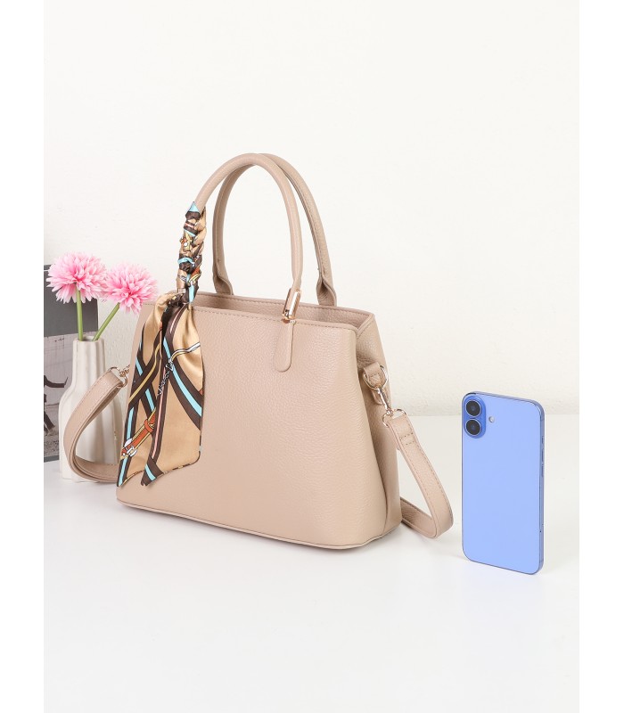 T11640 - Bolso bandolera con pañuelo y asas cortas