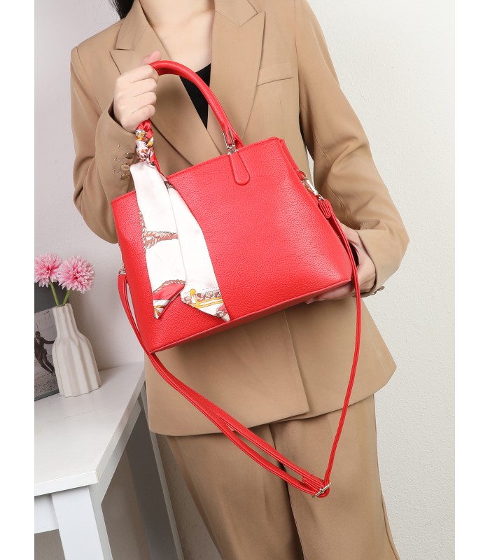 T11640 - Bolso bandolera con pañuelo y asas cortas
