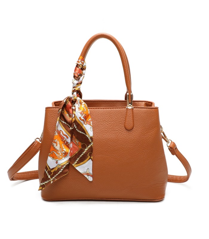 T11640 - Bolso bandolera con pañuelo y asas cortas