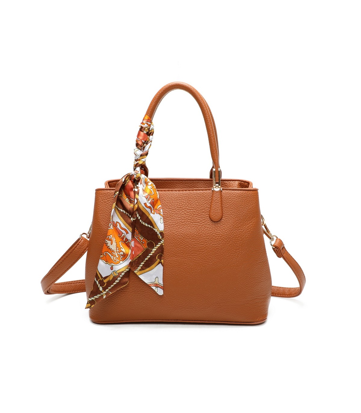 T11640 - Bolso bandolera con pañuelo y asas cortas
