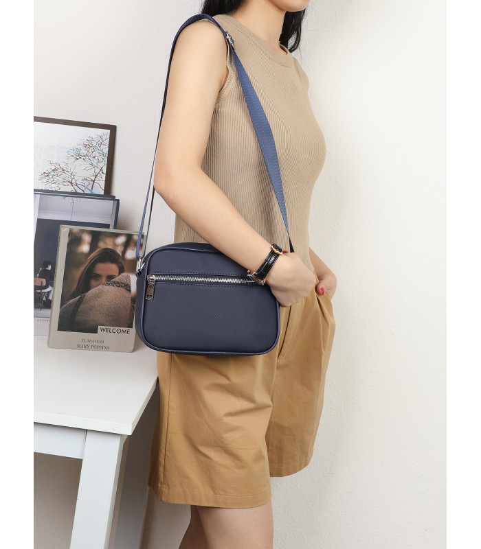 T11680 - Bolso bandolera rectangular con bolsillo de cierre de cremallera