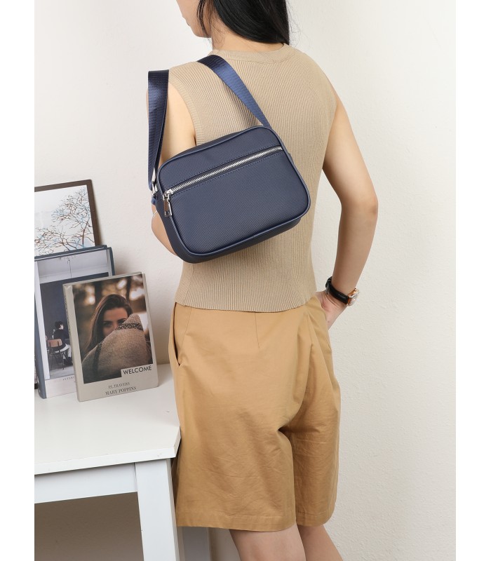 T11680 - Bolso bandolera rectangular con bolsillo de cierre de cremallera