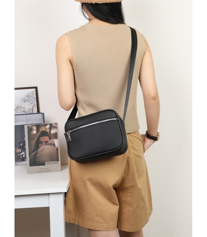T11680 - Bolso bandolera rectangular con bolsillo de cierre de cremallera