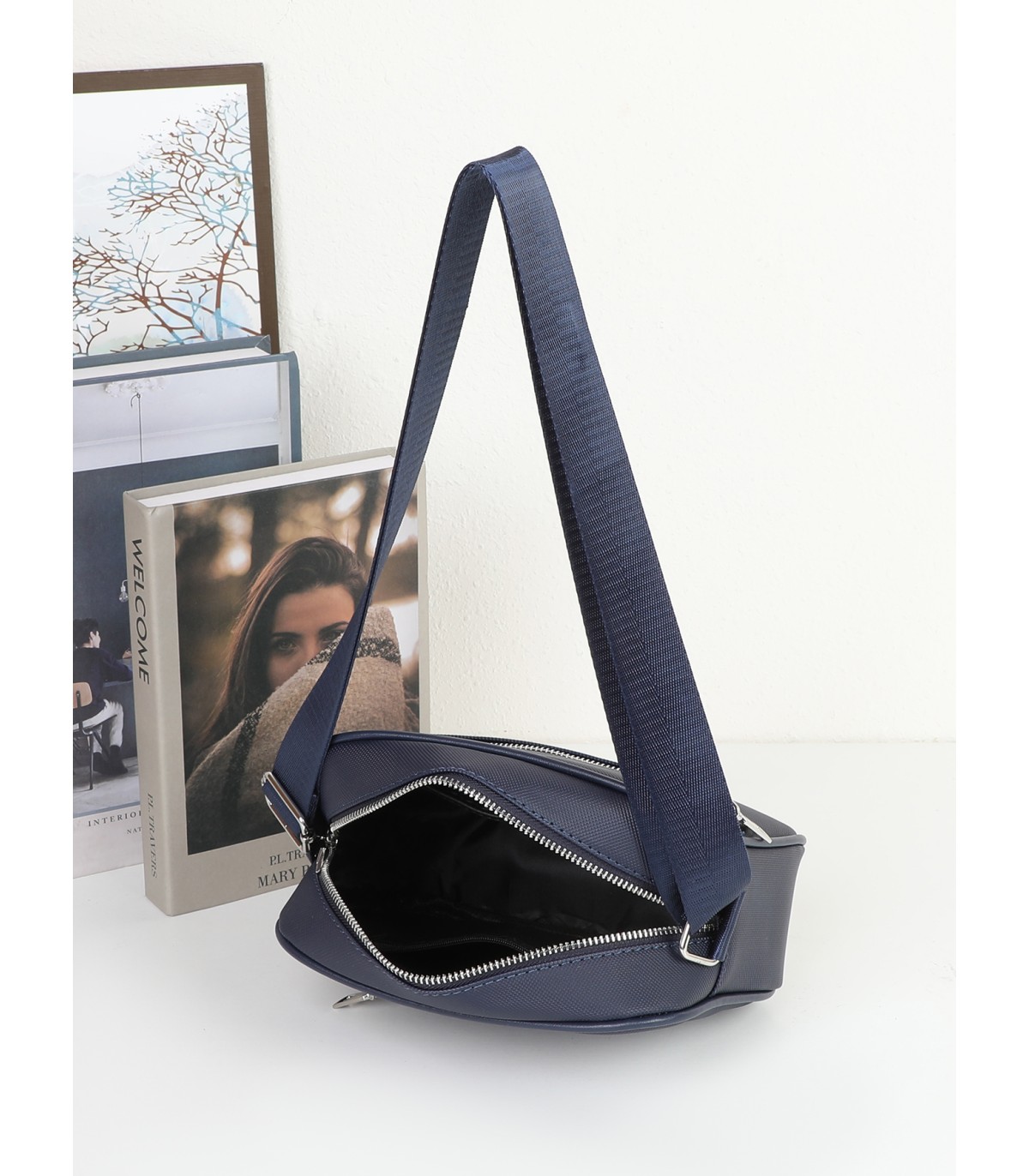 T11680 - Bolso bandolera rectangular con bolsillo de cierre de cremallera